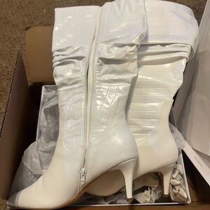 Elegant White Knee-High Boots